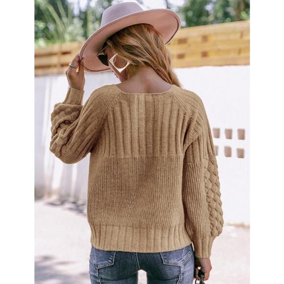 Simplee Boho Button Down V-Neck Raglan Sleeve Sweater Cardigan NWT Size S - Picture 2 of 12